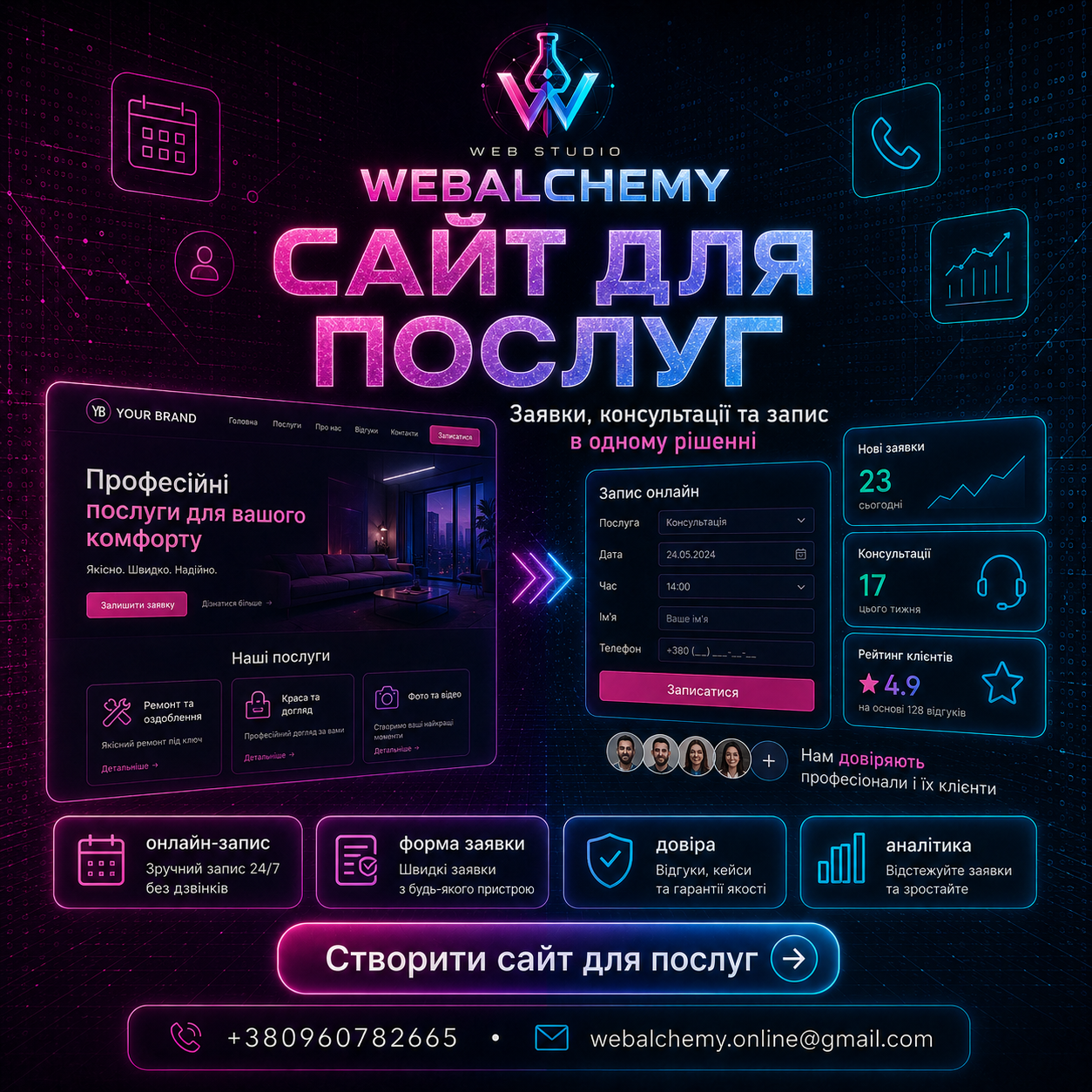 Сайт для послуг Web Alchemy