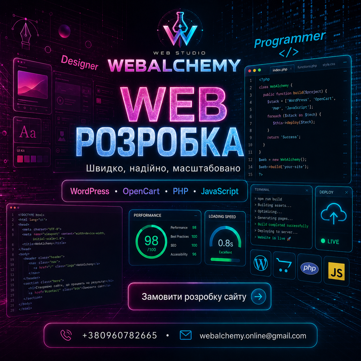 Web розробка WordPress OpenCart PHP JavaScript