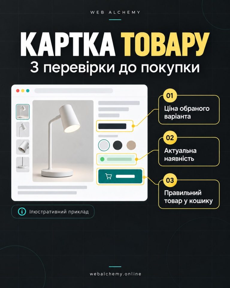 Illustrative desk lamp card: checking the variation price, availability and the product in the cart